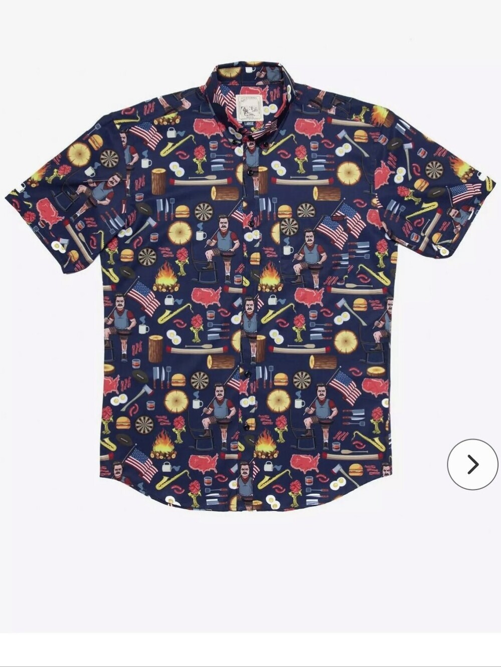 RSVLTS Parks and Recreation Ron Swanson Button Down Shirt Men's Size 3XL